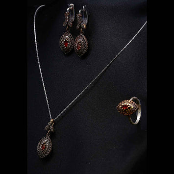 ensemble de collier en argent avec plaqué or SP024