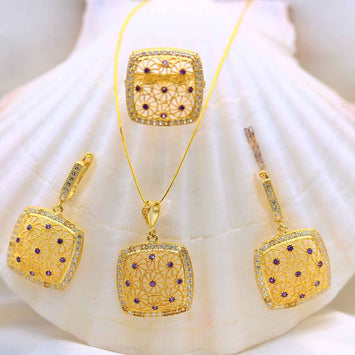 ensemble de collier en argent avec plaqué or SP026