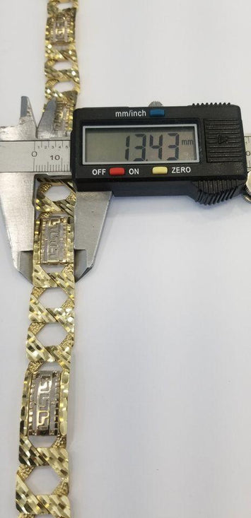 Gourmette 13.5mm Diamond cut massive chaine en or 10k