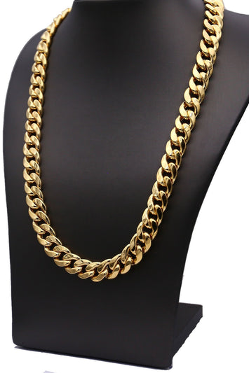 11.7mm-10K Chaine Miami Cubain en or