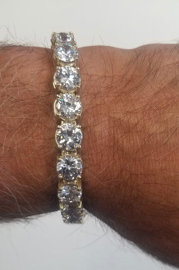 9.4mm-10k Gold Zircon Chain Bracelet for men