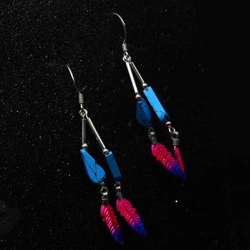 Boucles d'oreilles plume en argent SE069