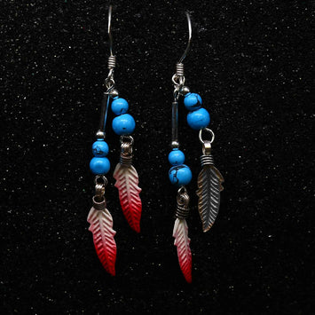 Boucles d'oreilles plume en argent SE070