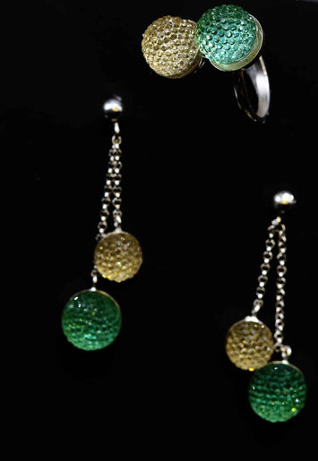 ensemble cristaux colorés  en argent SP009