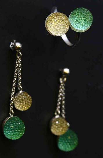 ensemble cristaux colorés  en argent SP009