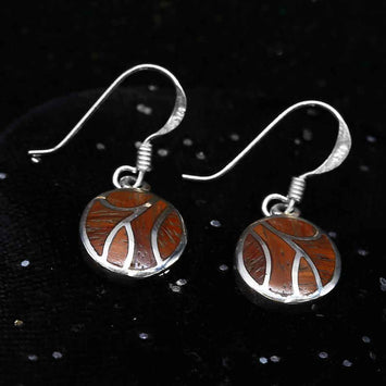 Boucles d'oreilles  en bois en argent SE055