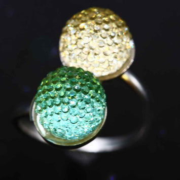 Bague cristaux colorés  en argent SR045