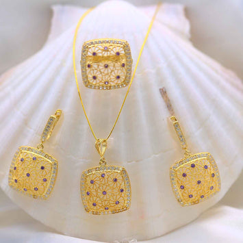 ensemble de collier en argent avec plaqué or SP026