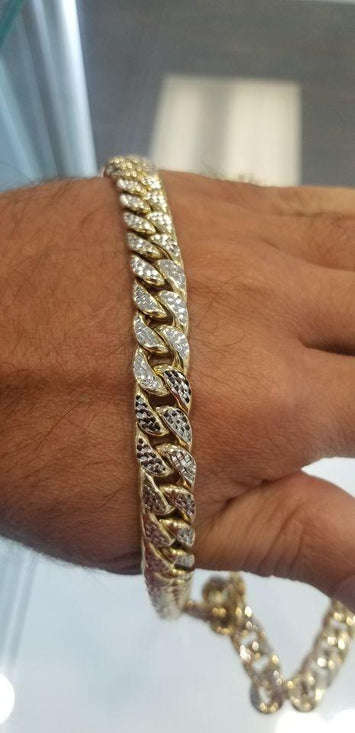 11mm-10k Chaîne en or Miami Cubain (Diamond cut) 24 pouce