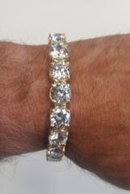 10 mm-10k Gold Zircon Chain Bracelet for men