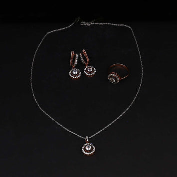 ensemble de collier en argent avec plaque l'or  SP005