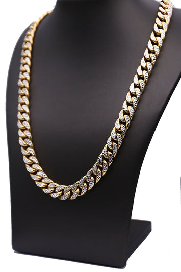 11mm-10k Chaîne en or Miami Cubain (Diamond cut) 24 pouce