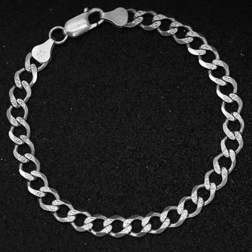 6.5mm Bracelet gourmette taille diamant en argent SP014